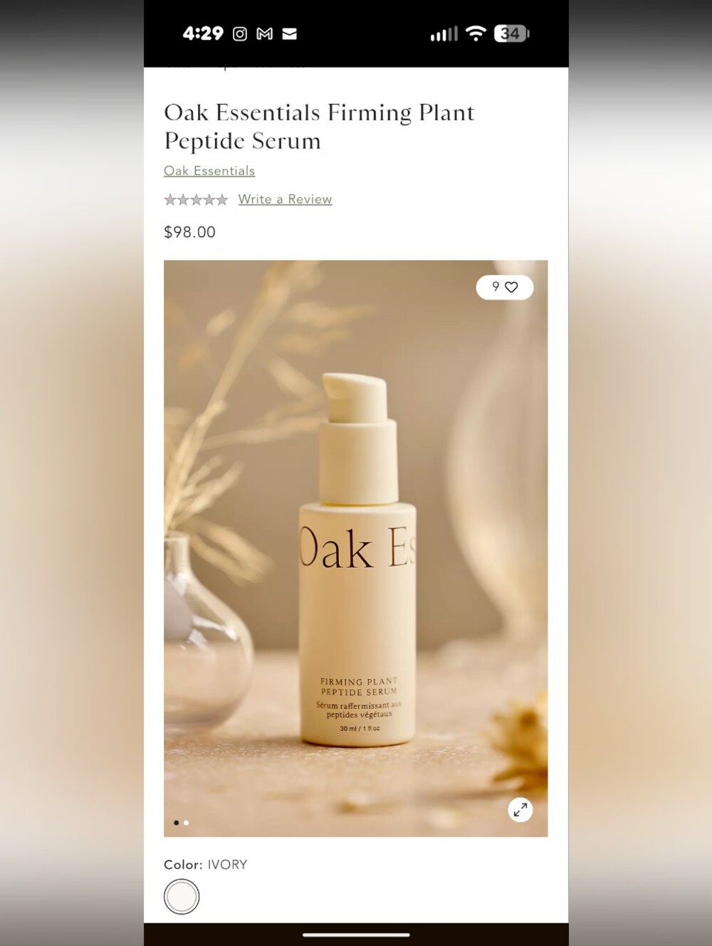 NEW & UNOPENED Oak Essentials Firming Plant Peptide Serum 1 fl oz - Picture 6 of 7